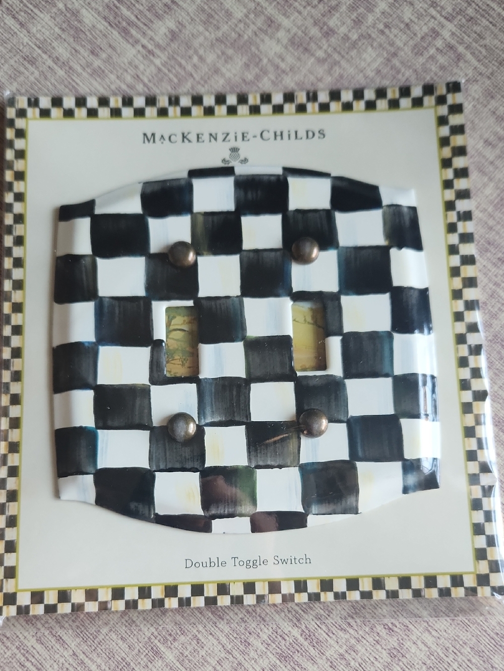 MacKenzie-Childs Black and White Check Double Toggle Cover